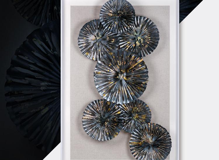 玄關裝飾畫 工業風客廳沙發軟裝實物 立體手工鐵藝金屬酒店壁飾