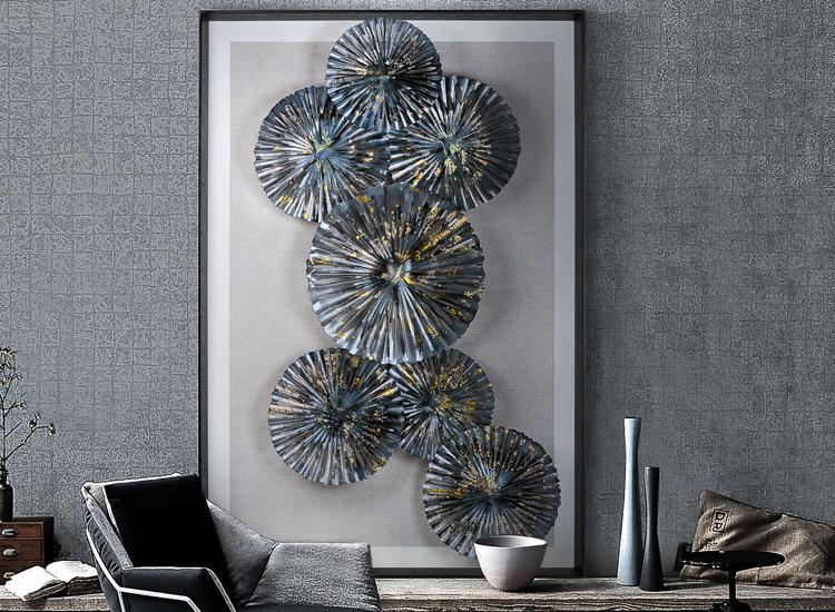 玄關裝飾畫 工業風客廳沙發軟裝實物 立體手工鐵藝金屬酒店壁飾