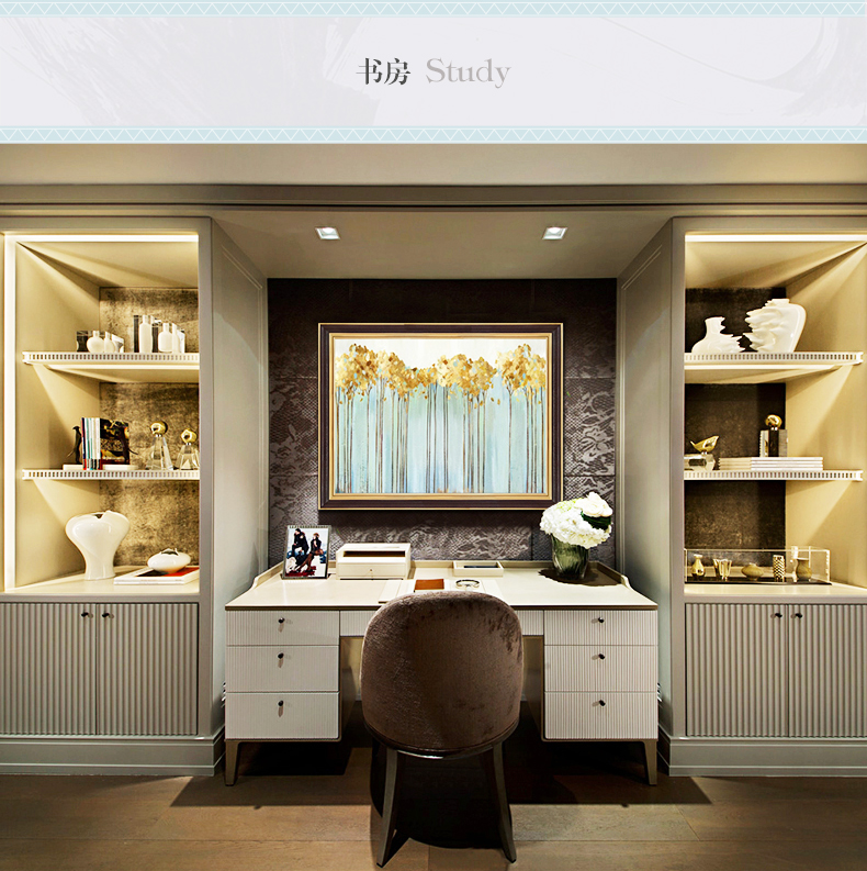 純手繪客廳三聯裝飾畫沙發背景墻輕奢植物掛畫  跳舞的星星