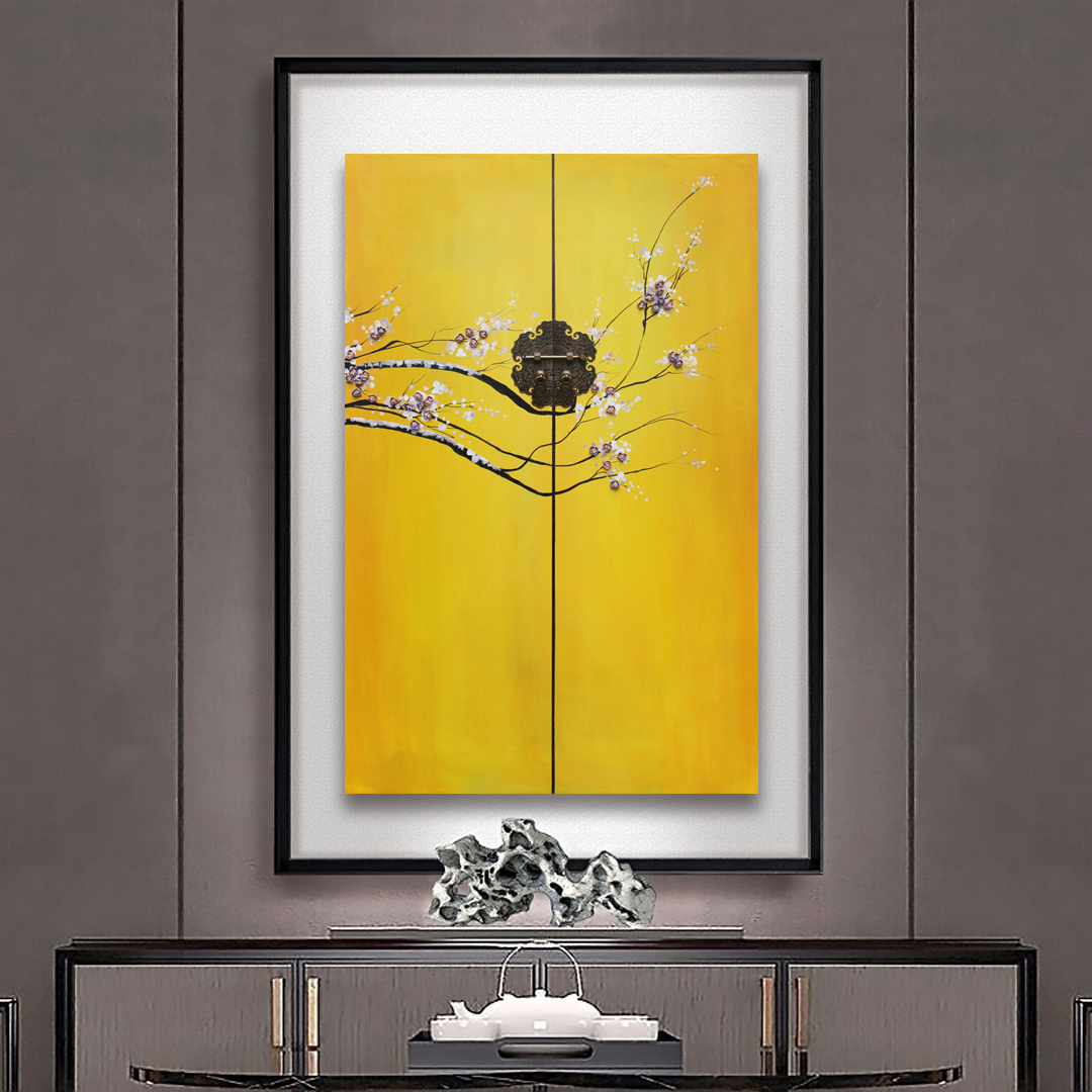 掛畫新中式禪意中國風立體畫 精品客廳三聯畫 玄關裝飾畫 原創實物畫 新品