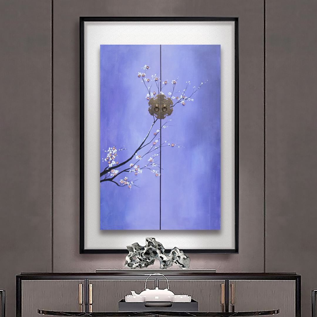 掛畫新中式禪意中國風立體畫 精品客廳三聯畫 玄關裝飾畫 原創實物畫 新品