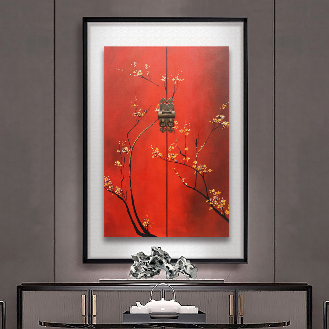 掛畫新中式禪意中國風立體畫 精品客廳三聯畫 玄關裝飾畫 原創實物畫 新品