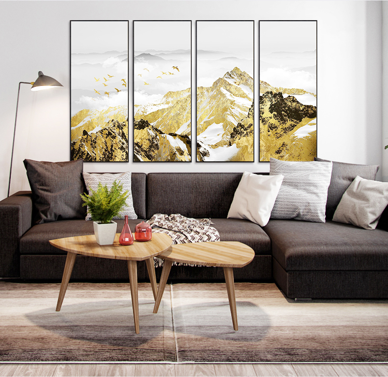 輕奢現代簡約客廳裝飾畫 沙發背景墻組合掛畫 四組合 微噴繪高清打印 山巔云海