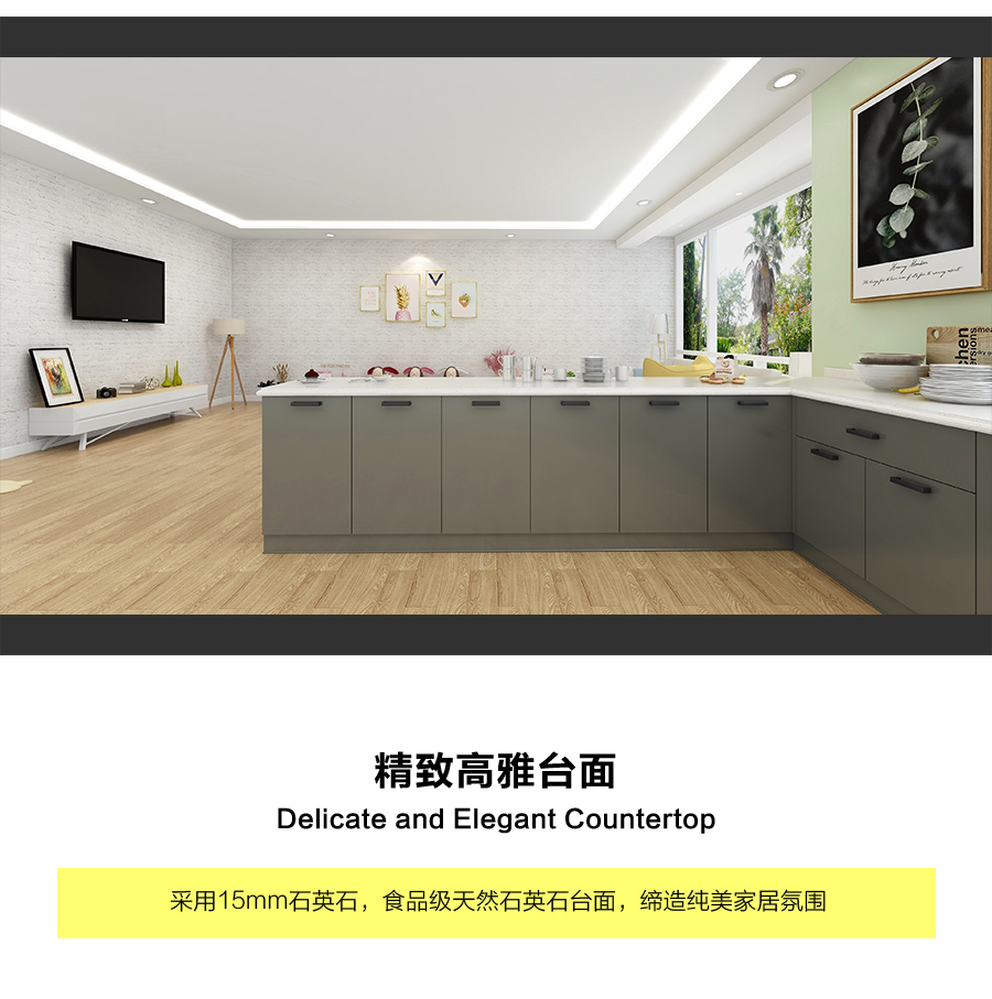 星空梵高定制櫥柜 現代簡約整體定制櫥柜 石英石臺面定制櫥柜 雙飾面-顆粒612定制櫥柜