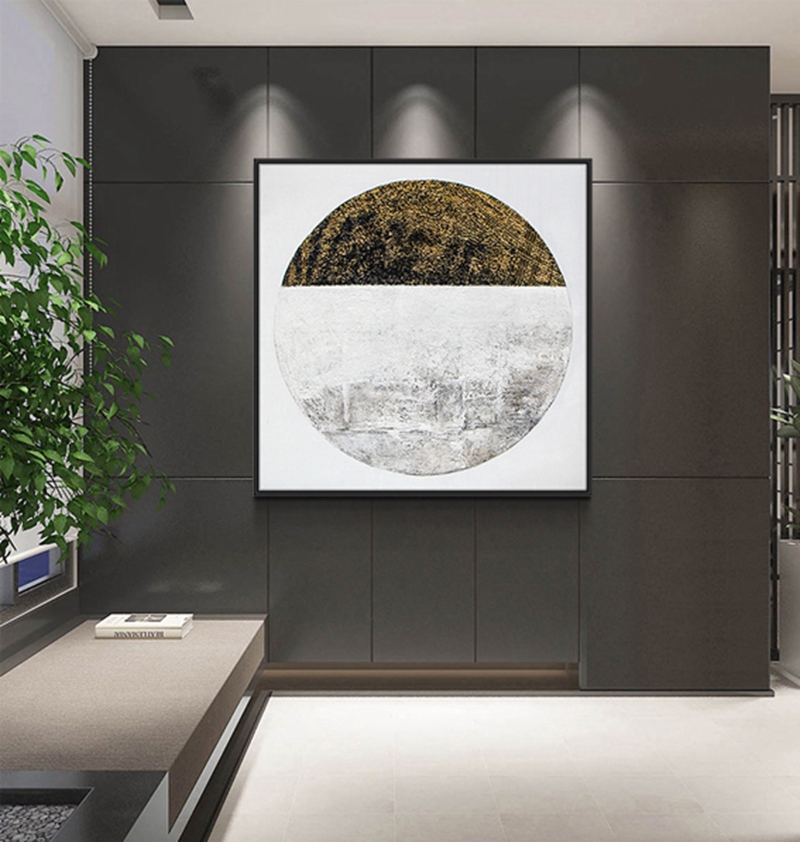 抽象客廳裝飾畫 臥室原創手繪抽象畫 走廊過道環保PS框掛畫 白灰