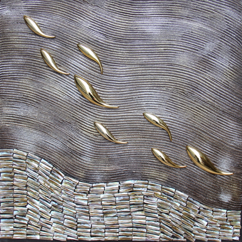 抽象客廳裝飾畫 餐廳原創實物畫 玄關環保PS框掛畫 逆流而上