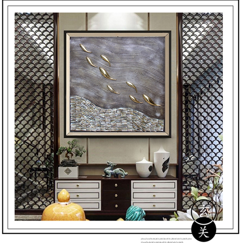 抽象客廳裝飾畫 餐廳原創實物畫 玄關環保PS框掛畫 逆流而上