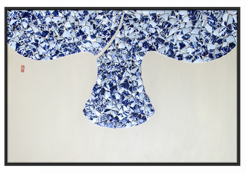 新中式客廳裝飾畫(huà) 餐廳原創(chuàng)純手繪青瓷畫(huà) 臥室環(huán)保PS框掛畫(huà) 青花瓷