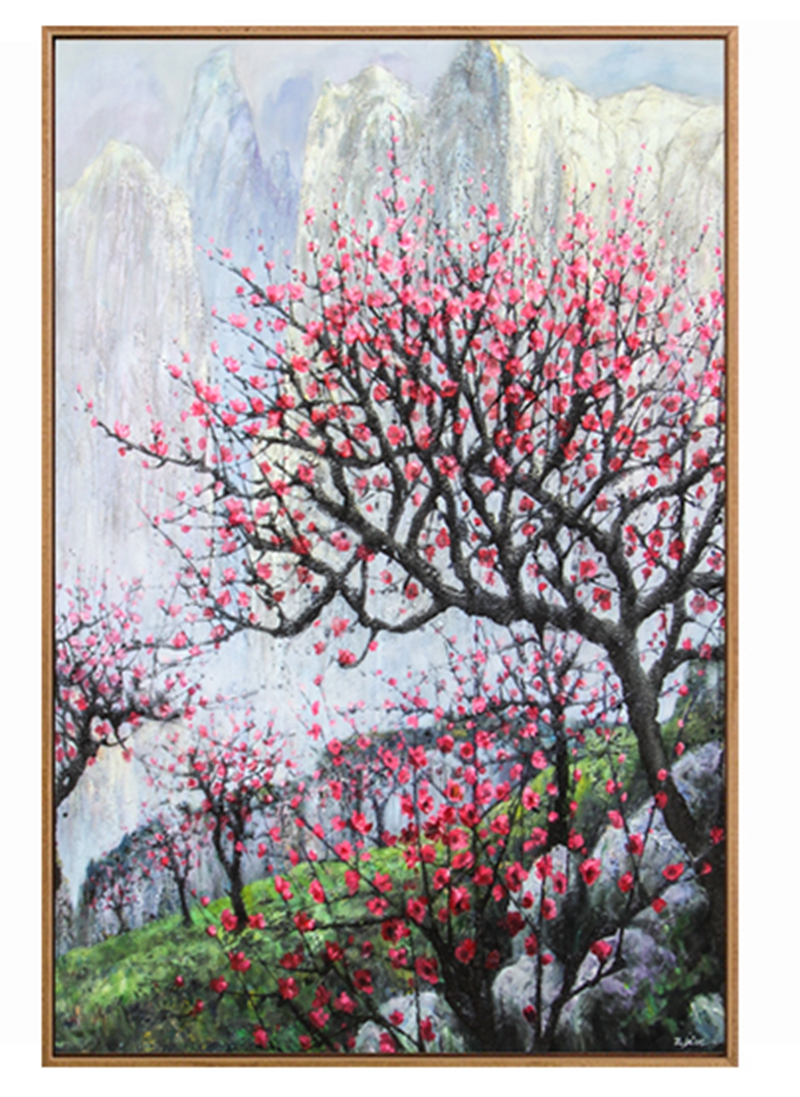 新中式客廳裝飾畫 書房原創純手繪梅花圖 臥室環保PS框掛畫 梅花圖2