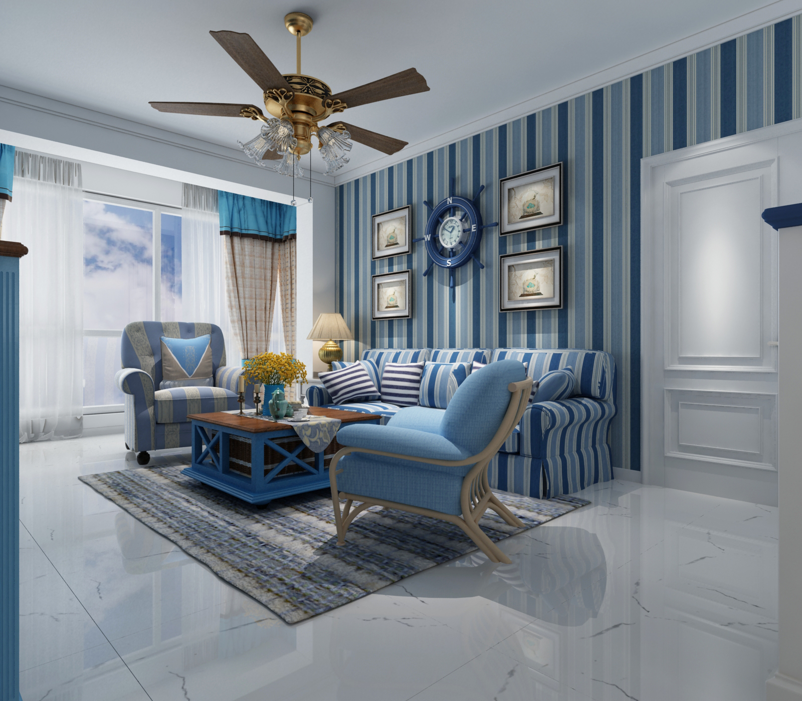 遼陽藍色為主調的家裝裝修案例賞析